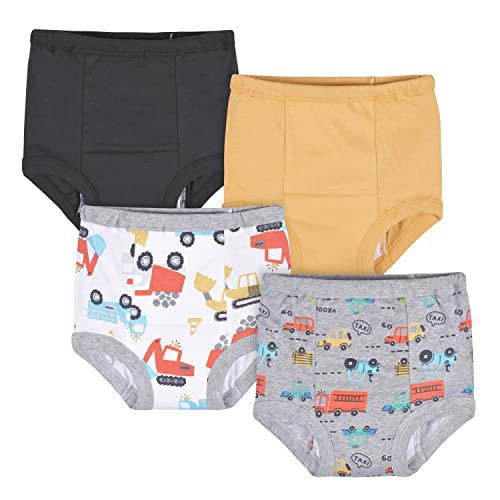 0013618346859 - GERBER BABY BOYS INFANT TODDLER 4 PACK POTTY TRAINING PANTS UNDERWEAR, VEHICLES YELLOW AND BLACK, 2T