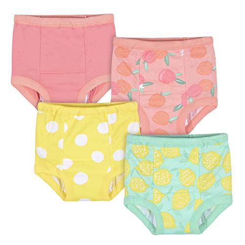 0013618346880 - GERBER BABY GIRLS 4-PACK TRAINING PANT, PEACH AND YELLOW, 3T