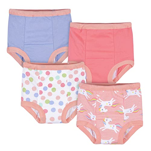 0013618346897 - GERBER BABY GIRLS INFANT TODDLER 4 PACK POTTY TRAINING PANTS UNDERWEAR UNICORN PINK AND PURPLE 2T