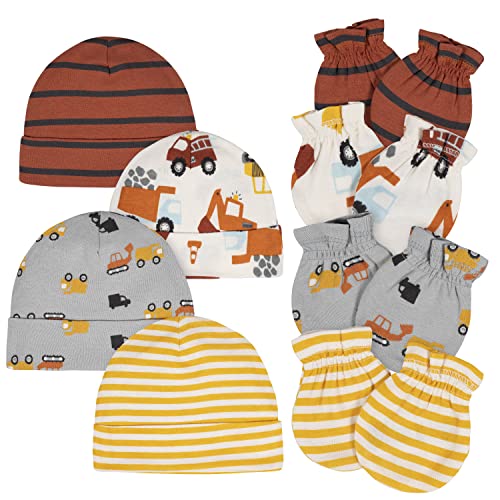 0013618348396 - GERBER BABY BOYS 8-PIECE AND 9-PIECE CAP SETS MITTENS, TRANSPORTATION ZONE, NEW BORN US