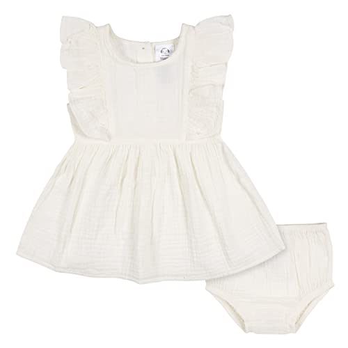 0013618384134 - GERBER BABY GIRLS 2 PIECE DRESS AND DIAPER COVER SET, IVORY, 18 MONTHS