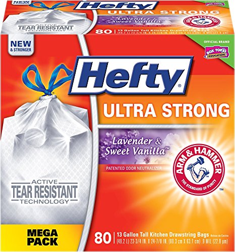 0013700016608 - HEFTY ULTRA STRONG TALL KITCHEN DRAWSTRING TRASH BAGS (LAVENDER SWEET VANILLA, 80-COUNT BAGS)