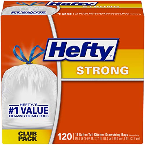 0013700017261 - HEFTY STRONG TALL KITCHEN TRASH BAGS, UNSCENTED, 13 GALLON, 120 COUNT