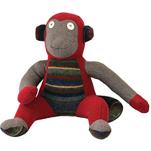 0013964047325 - CATE AND LEVI 20 HANDMADE MONKEY STUFFED ANIMAL (PREMIUM RECLAIMED WOOL), COLORS WILL VARY