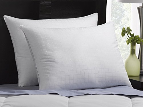 0013964294903 - LUXURY PLUSH DOWN-ALTERNATIVE HOTEL LUXE PILLOWS 2-PACK, KING SIZE, GEL-FIBER FILLED PILLOWS - HYPOALLERGENIC, 100% COTTON SHELL WITH WINDOWPANE PATTERN - SOFT DENSITY, IDEAL FOR STOMACH SLEEPERS