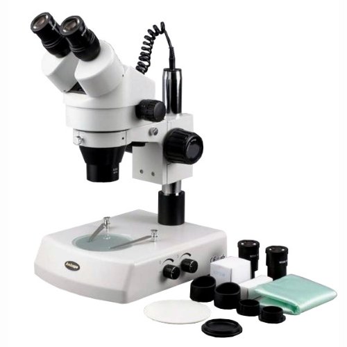 0013964500417 - AMSCOPE SM-2BYY PROFESSIONAL BINOCULAR STEREO ZOOM MICROSCOPE, WH10X AND WH20X EYEPIECES, 7X-180X MAGNIFICATION, 0.7X-4.5X ZOOM OBJECTIVE, UPPER AND LOWER HALOGEN LIGHTING, PILLAR STAND, 110V-120V, INCLUDES 2.0X BARLOW LENS