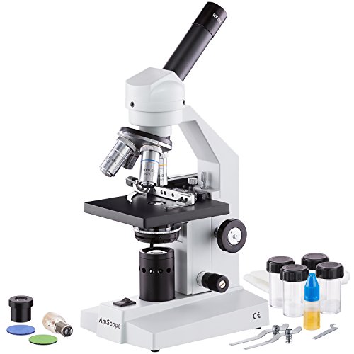 0013964500974 - AMSCOPE M500B-MS MONOCULAR COMPOUND MICROSCOPE, WF10X AND WF20X EYEPIECES, 40X-2000X MAGNIFICATION, ANTI-MOLD OPTICS, TUNGSTEN ILLUMINATION, BRIGHTFIELD, ABBE CONDENSER, COARSE AND FINE FOCUS, PLAIN STAGE WITH MECHANICAL SPECIMEN HOLDER, 110V