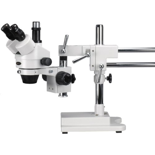0013964563177 - AMSCOPE SM-4TPZ PROFESSIONAL TRINOCULAR STEREO ZOOM MICROSCOPE WITH SIMULTANEOUS FOCUS CONTROL, WH10X EYEPIECES, 3.5X-90X MAGNIFICATION, 0.7X-4.5X ZOOM OBJECTIVE, AMBIENT LIGHTING, DOUBLE-ARM BOOM STAND, INCLUDES 0.5X AND 2.0X BARLOW LENS