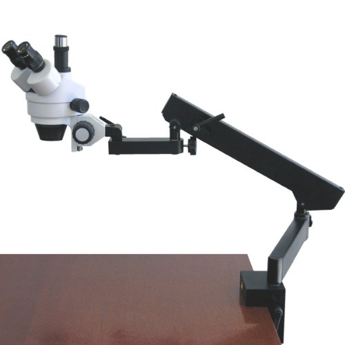 0013964563290 - AMSCOPE SM-6TX PROFESSIONAL TRINOCULAR STEREO ZOOM MICROSCOPE, WH10X EYEPIECES, 3.5X-45X MAGNIFICATION, 0.7X-4.5X ZOOM OBJECTIVE, AMBIENT LIGHTING, CLAMPING ARTICULATING ARM STAND, INCLUDES 0.5X BARLOW LENS
