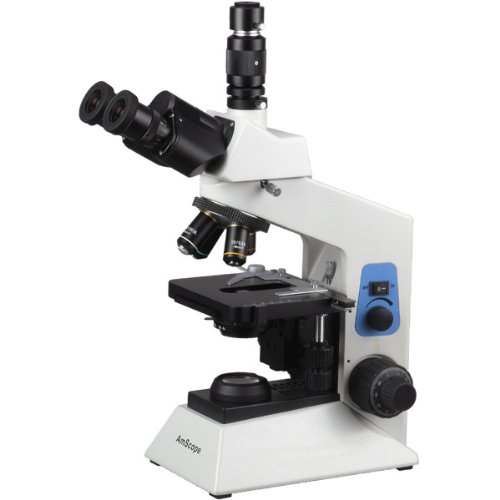 0013964564136 - AMSCOPE T580B-DK PROFESSIONAL COMPOUND TRINOCULAR MICROSCOPE, WF10X AND WF20X HIGH-POINT PLAN EYEPIECES, 40X-2000X MAGNIFICATION, BRIGHTFIELD/DARKFIELD, HALOGEN ILLUMINATION, ABBE CONDENSER, DOUBLE-LAYER MECHANICAL STAGE, HIGH-CONTRAST OPTICS, ANTI-MOLD
