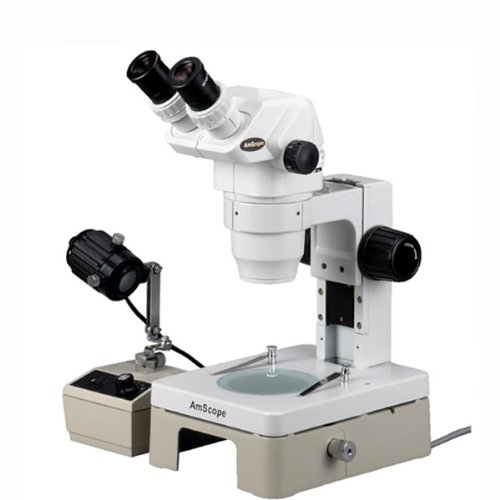 0013964565492 - AMSCOPE ZM-2BY-EB PROFESSIONAL BINOCULAR STEREO ZOOM MICROSCOPE FOR BIOLOGICAL APPLICATIONS, EW10X EYEPIECES, 6.7X-90X MAGNIFICATION, 0.67X-4.5X ZOOM OBJECTIVE, UPPER AND LOWER HALOGEN LIGHTING, TRACK STAND, 110V-120V, INCLUDES 2.0X BARLOW LENS
