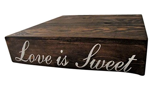 0013964707564 - RUSTIC COUNTRY WEDDING WOOD LOVE IS SWEET CANDY BAR CUPCAKE CAKE STAND (18.0 X 18.0 X 4.0 INCHES, DARK WALNUT)