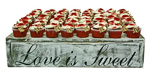0013964707595 - RUSTIC COUNTRY WEDDING WOOD CUPCAKE CAKE STAND (18.0 X 18.0 X 4.0 INCHES, WHITE DISTRESSED)