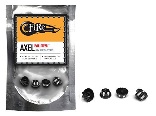 0013964836790 - FIREBRAND RC - AXEL-NUTZTM BORED & SCORED (4MM) BLACK W/SILVER