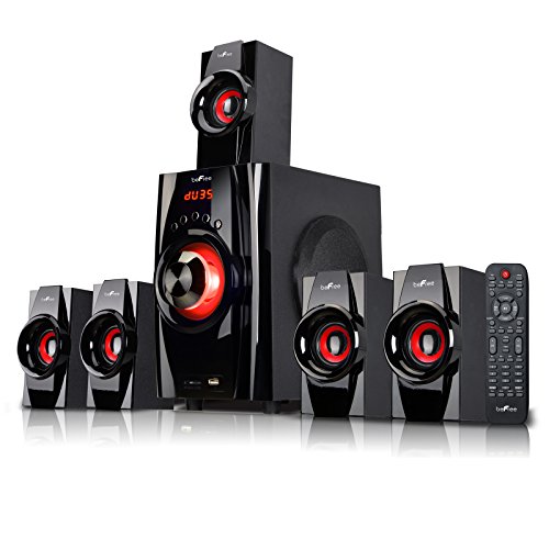 0013964894936 - BEFREE SOUND 5.1 CHANNEL BLUETOOTH HOME STEREO SYSTEM WITH USB AND SD SLOTS-RED