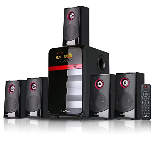 0013964894967 - BEFREE SOUND 5.1 CHANNEL BLUETOOTH HOME STEREO SYSTEM WITH USB AND SD SLOTS-RED