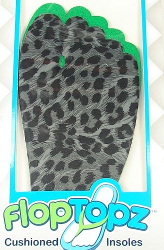 0013977825583 - FLOPTOPZ CUSHIONED INSOLES FOR FLIP FLOPS, SANDALS AND THONG SHOES, WOMENS FULL LENGTH (X-LARGE (10-12), GRAY LEOPARD)