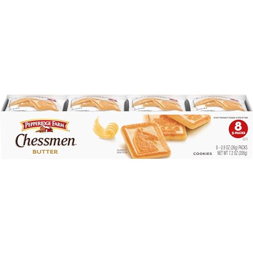 0014100048077 - PEPPERIDGE FARM CHESSMEN BUTTER COOKIES, 7.2 OZ. MULTI PACK TRAY, 8COUNT 0.9 OZ. SNACK PACK, 7.2 OZ