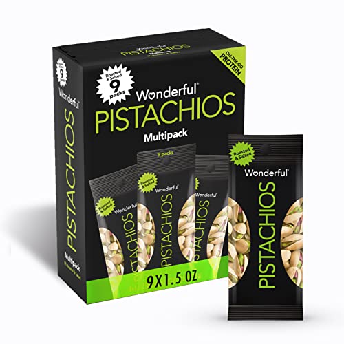 0014113913874 - WONDERFUL PISTACHIOS, ROASTED AND SALTED, 1.5 OUNCE BAGS (PACK OF 9)