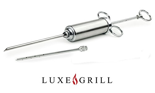 0014181971424 - LUXE GRILL STAINLESS STEEL MEAT INJECTOR KIT WITH 2 COMMERCIAL MARINADE NEEDLES AND 2-OZ LARGE CAPACITY BARREL
