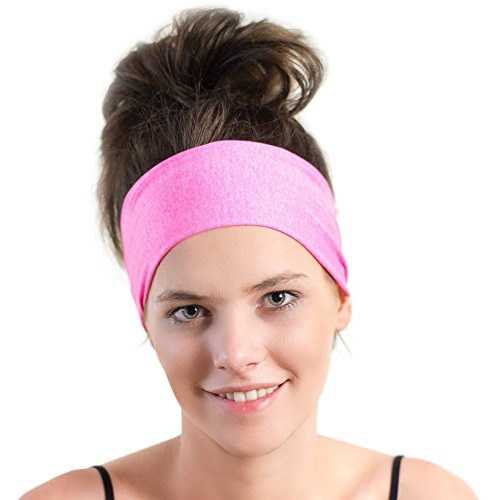 0014181978140 - LIGHTWEIGHT SPORTS HEADBAND - NON SLIP MOISTURE WICKING PINK SWEATBAND - IDEAL FOR RUNNING, BIKING AND ATHLETIC WORKOUTS - DESIGNED FOR WOMEN BORROWED BY MEN