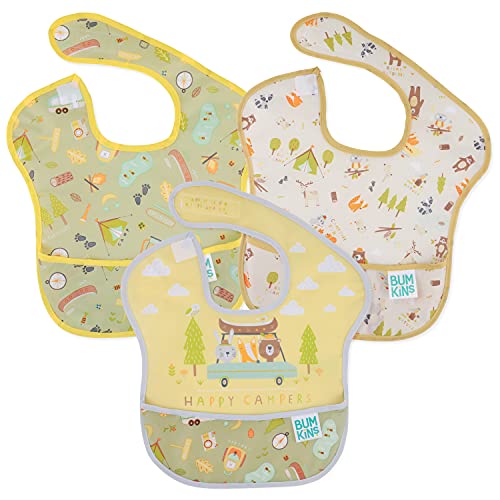 0014292649373 - BUMKINS SUPERBIB, BABY BIB, WATERPROOF, WASHABLE FABRIC, FITS BABIES AND TODDLERS 6-24 MONTHS - HAPPY CAMPERS (3-PACK)