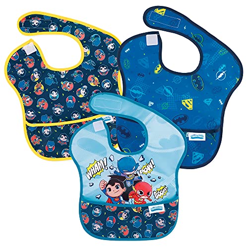 0014292650522 - BUMKINS SUPERBIB, BABY BIB, WATERPROOF FABRIC, FITS BABIES AND TODDLERS 6-24 MONTHS - DC COMICS SUPER FRIENDS BREAKTHROUGH (3-PACK)