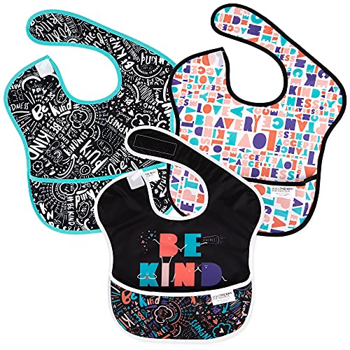 0014292650829 - BUMKINS SUPERBIB, BABY BIB, WATERPROOF, WASHABLE FABRIC, FITS BABIES AND TODDLERS 6-24 MONTHS - BE KIND (3-PACK)