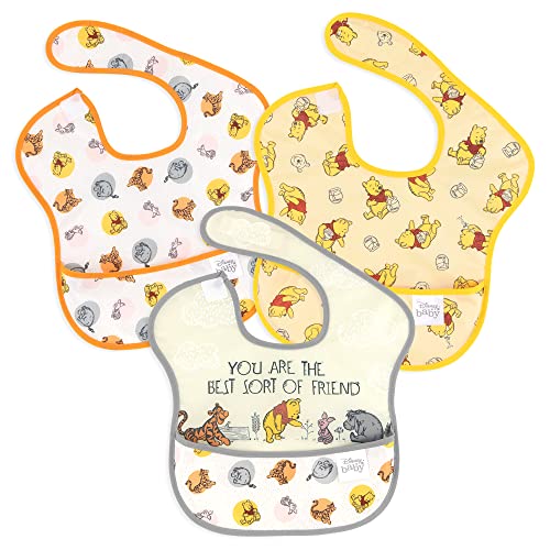 0014292651307 - BUMKINS SUPERBIB, BABY BIB, WATERPROOF FABRIC, FITS BABIES AND TODDLERS 6-24 MONTHS - DISNEY POOH BEAR AND FRIENDS (3-PACK)