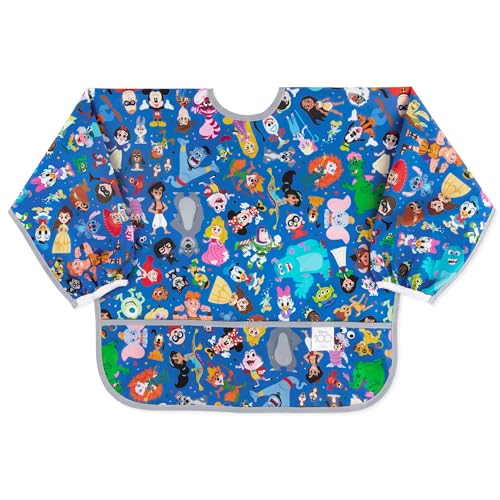 0014292655428 - BUMKINS DISNEY SLEEVED BIB FOR GIRL OR BOY, BABY AND TODDLER FOR 6-24 MOS, ESSENTIAL MUST HAVE FOR EATING, FEEDING, BABY LED WEANING SUPPLIES, LONG SLEEVE MESS SAVING, 100 MAGICAL CELEBRATION