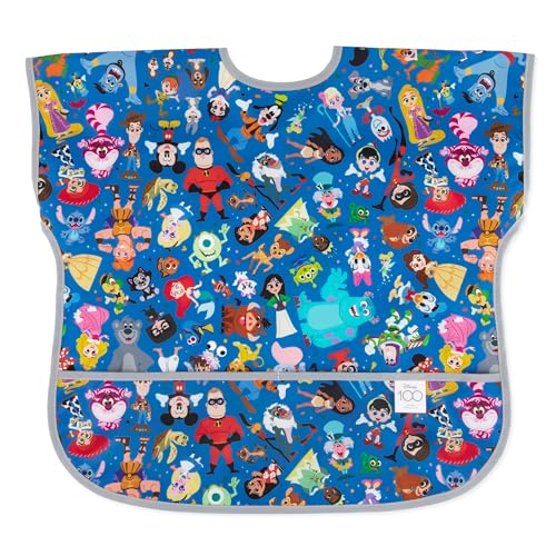 0014292655473 - BUMKINS DISNEY SHORT SLEEVE BIB FOR GIRL OR BOY, TODDLER AND KIDS FOR 1-3 YEARS, LARGE SIZE, ESSENTIAL MUST HAVE FOR JUNIOR CHILDREN, EATING, MESS SAVING SOFT FABRIC APRON, 100 MAGICAL CELEBRATION