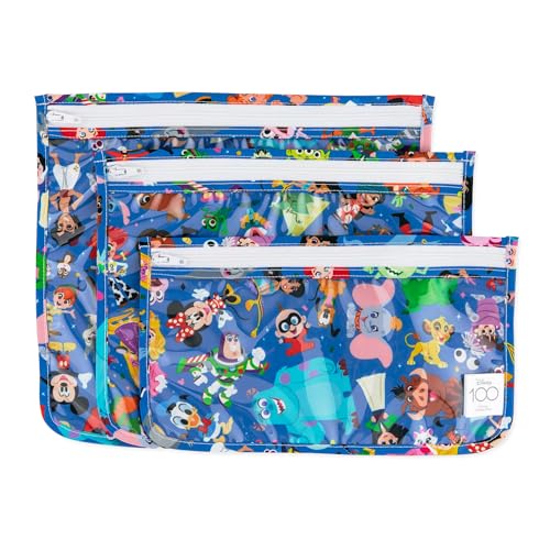 0014292655558 - BUMKINS DISNEY TRAVEL BAG, TOILETRY, TSA APPROVED POUCH, ZIP BAG, QUART SIZE AIRLINE COMPLIANT, CLEAR-SIDED, BABY, DIAPER BAG ORGANIZATION, PACKING, SET OF 3 SIZES, 100 MAGICAL CELEBRATION