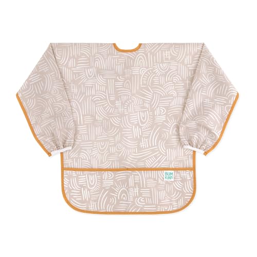 0014292656067 - BUMKINS SLEEVED SMOCK, TODDLER REUSABLE WATERPROOF BIB FOR GIRLS AND BOYS AGES 3-5 YEARS, LONG SLEEVE CHILDRENS, KIDS PAINT APRON, ARTS, CRAFTS AND PLAY WITH POCKET, SOFT FABRIC, BOHO BEIGE