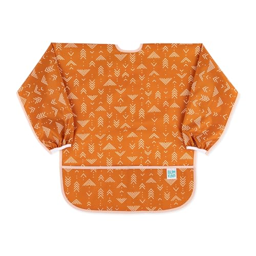 0014292656081 - BUMKINS SLEEVED SMOCK, TODDLER REUSABLE WATERPROOF BIB FOR GIRLS AND BOYS AGES 3-5 YEARS, LONG SLEEVE CHILDRENS, KIDS PAINT APRON, ARTS, CRAFTS AND PLAY WITH POCKET, SOFT FABRIC, BOHO ORANGE