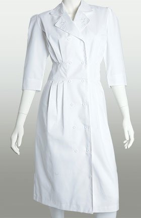 0014302795878 - PRIMA BY BARCO UNIFORMS WOMEN'S EMBROIDERED TUCK WAIST SCRUB DRESS MEDIUM WHITE