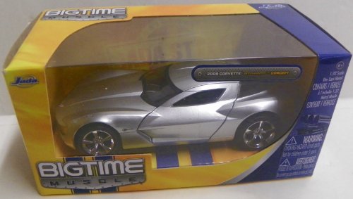 0014397335133 - JADA TOYS 1/32 SCALE DIECAST BIG TIME MUSCLE 2009 CORVETTE STINGRAY CONCEPT IN COLOR SILVER