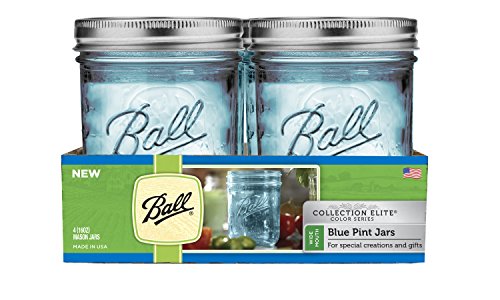 0014400690235 - BALL WIDE MOUTH ELITE COLLECTION PINT JARS (4 PACK), BLUE