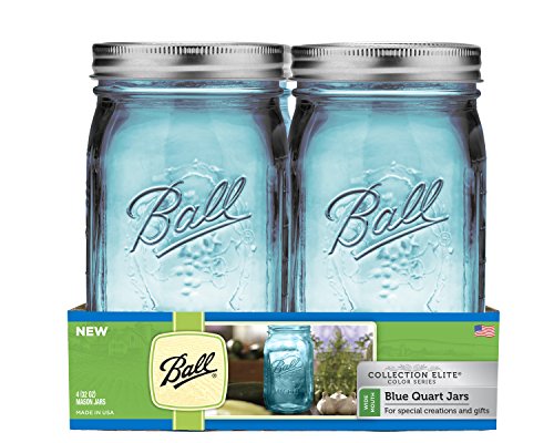 0014400690242 - BALL WIDE MOUTH ELITE COLLECTION QUART JARS (4 PACK), BLUE