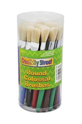 0014445127222 - CHENILLE KRAFT 5168 PLASTIC HANDLE COLOSSAL ROUND BRUSHES, ASSORTED COLORS. 30 BRUSHES/CANISTER