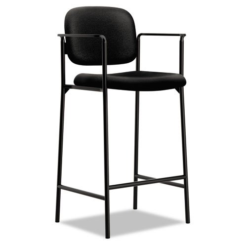 0014445148852 - BASYX BY HON HVL636 CAFE-HEIGHT STOOL WITH FIXED ARMS FOR OFFICE OR COMPUTER DESK, BLACK FABRIC, SET OF 2