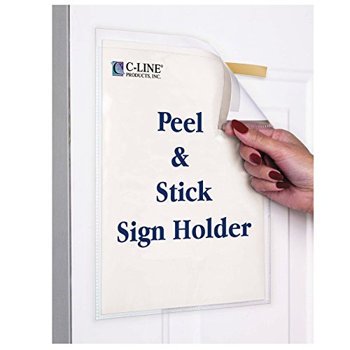 0014445156093 - C-LINE PEEL AND STICK DISPLAY POCKETS, CLEAR, 8.5 X 11 INCHES, 10 PER PACK