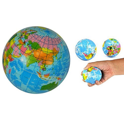 0014567201046 - STRESS RELIEF BALLS FOR MEN - FOR RELIEVING STRESS OR HAND EXERCISE THERAPY (INCLUDES BONUS EYE MASK) (WORLD GLOBE, 1 BALL)