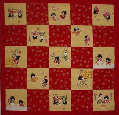 0014567386194 - FUROSHIKI WRAPPING CLOTH CHILDREN AT PLAY MOTIF JAPANESE FABRIC 50CM