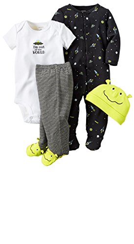 0014567395646 - CARTER'S BABY BOY'S 4-PIECE BABYSOFT TAKE-ME-HOME ADORABLE LAYETTE SET (9 MONTHS, NIGHT SKY)