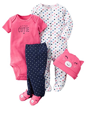 0014567395813 - CARTER'S BABY GIRL'S 4-PIECE BABYSOFT TAKE-ME-HOME ADORABLE LAYETTE SET ... (3 MONTHS, PINK)