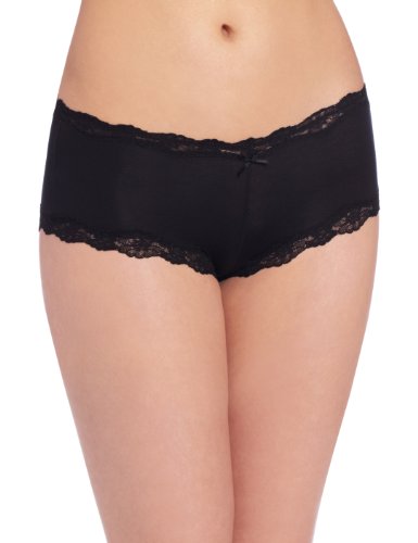 0014671021295 - MAIDENFORM WOMEN'S MODAL CHEEKY HIPSTER WITH LACE PANTY, BLACK, 7