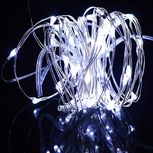 0014834116431 - ELCPARK 5M/16FT COOL WHITE 50 LED STRING FAIRY LIGHT BATTERY POWERED COPPER WIRE LIGHTING FLASH PORTABLE OUTDOOR LED STRING LIGHT CHRISTMAS PARTY HOME GARDEN DECORATION