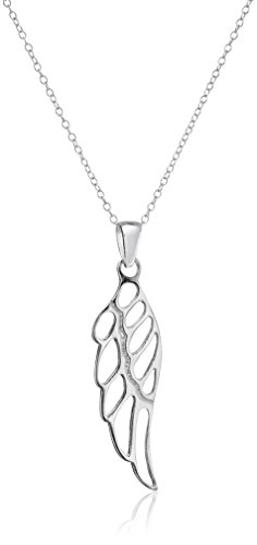 0014844797460 - STERLING SILVER ANGEL WING DROP PENDANT NECKLACE, 18