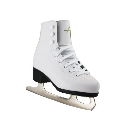 0014869512031 - AMERICAN ATHLETIC SHOE GIRL'S TRICOT LINED ICE SKATES, WHITE, 3