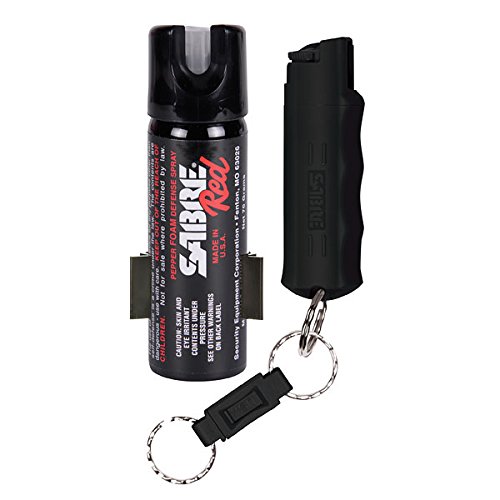 0014891406308 - SABRE RED PEPPER SPRAY - POLICE STRENGTH - HOME & AWAY PROTECTION KIT (MOST POPULAR KEY CHAIN & HOME PEPPER FOAM)